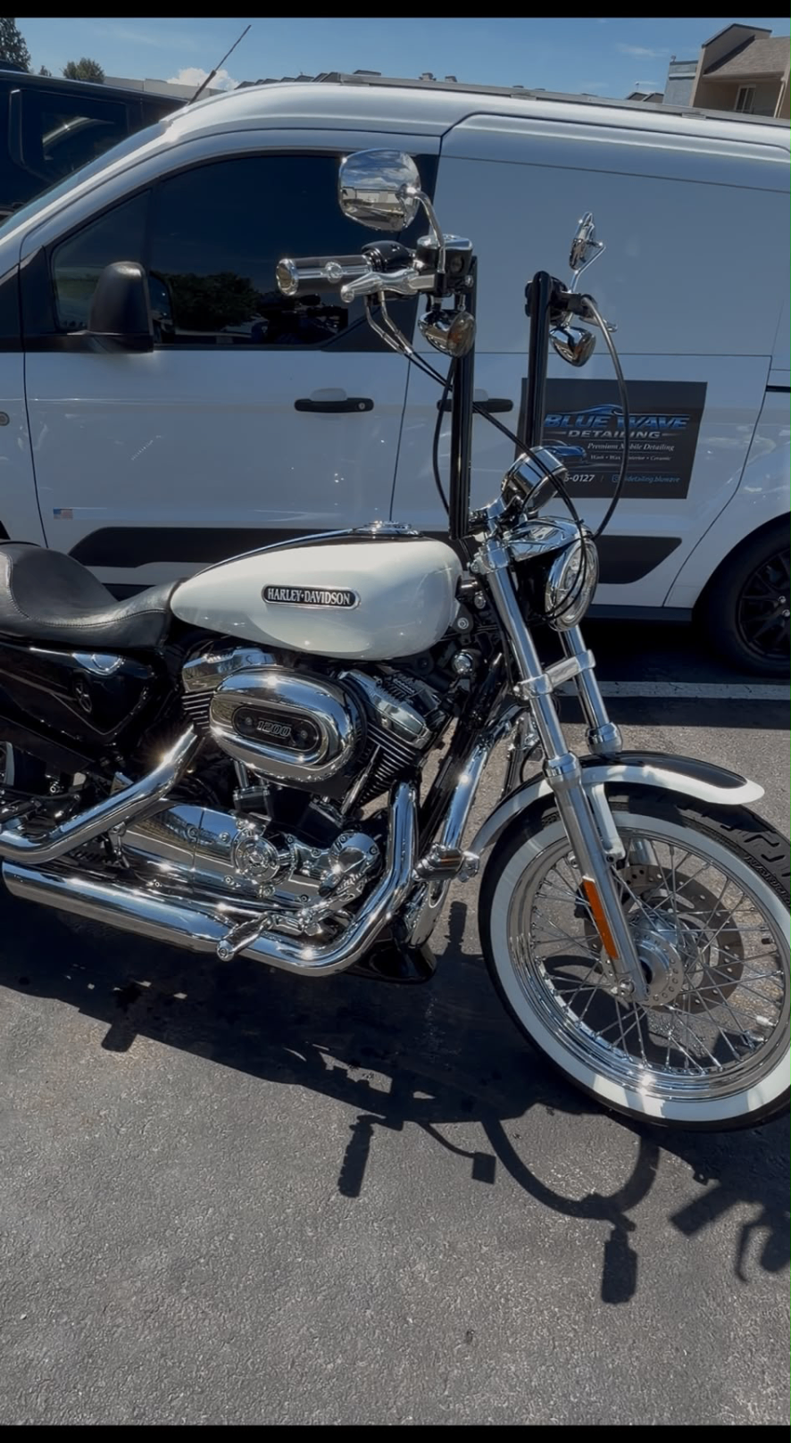 Harley-Davidson Sportster detailed next to our mobile van