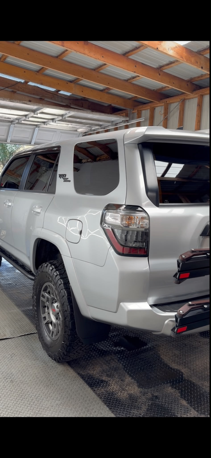 Rear of a silver 4Runner after wax